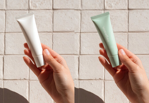 Minimalist Skincare Tube Design Mockup PSD
