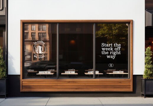 Modern Cafe Exterior With Quotes Mockup PSD