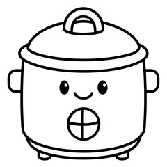 Cute Rice Cooker Deep Outline Illustration