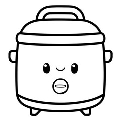 Cute Rice Cooker Deep Outline Illustration