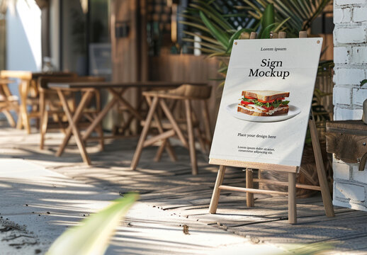Outdoor Cafe Sign Mockup Display PSD