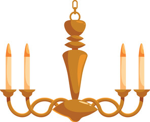 Elegant golden chandelier with lit candles, creating a warm and inviting ambiance