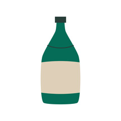 Cartoon Green Bottle with Blank Label