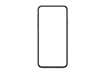 Modern smartphone isolated on transparent background, mobile phone mockup in black color for app design and product presentation