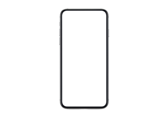 Modern smartphone isolated on transparent background, mobile phone mockup in black color for app design and product presentation