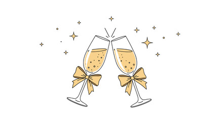 Let's toast to success with champagne glasses, celebration and joy, perfect for holiday season and party themes