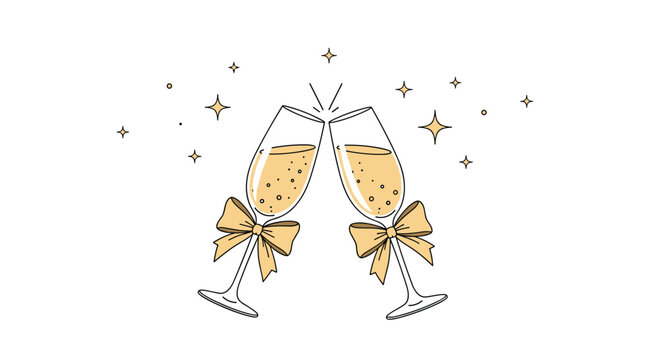 Let's toast to success with champagne glasses, celebration and joy, perfect for holiday season and party themes