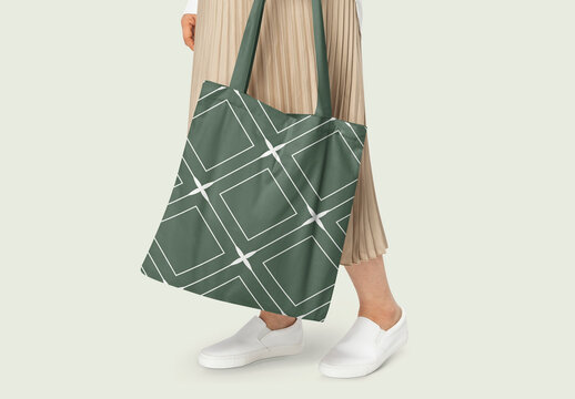 Stylish Geometric Tote Bag Design Mockup PSD