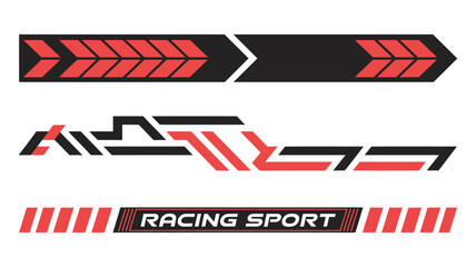 Racing Car Stripe Graphics – Vector set of sleek automotive decals, sport lines, car wrap stickers, high-speed racing designs, vinyl elements, performance vehicle graphics, and motorsport-inspired 