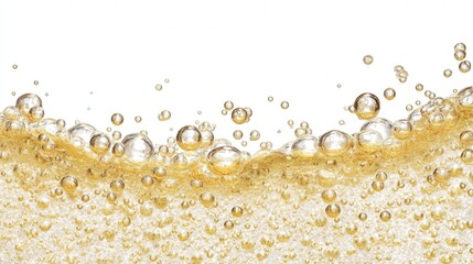 Champagne bubbles isolated on white background
