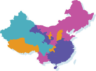 Colorful Textured Map of China detailed map vector illustration