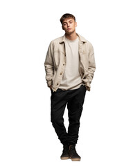 Fototapeta premium Young man in casual outfit with stylish jacket cut out
