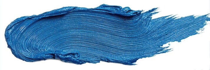 Vibrant blue paint stroke on a white background