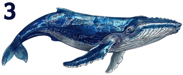Detailed illustration of a blue whale