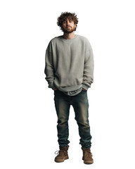 Naklejka premium Casual man wearing sweater and jeans standing confidently isolated