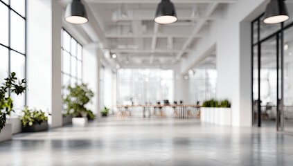Blurred modern office hallway