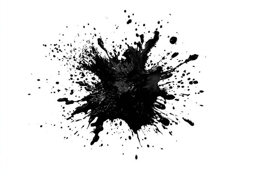 Abstract black ink splatter on white background