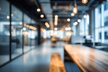 Blurred view of an open-plan office space