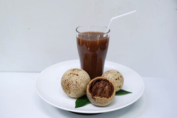 Tropical Woodapple Juice Served on White Plate.
