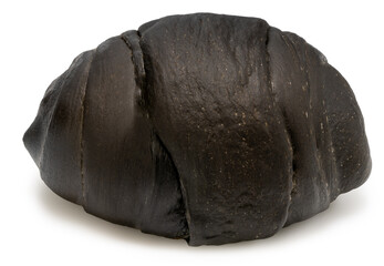 Charcoal bread isolate on white background with clipping path. Freshly baked Japanese-style rolls black charcoal dough, delicious bakery concept on white background.