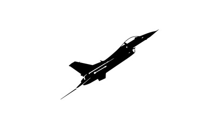 Fighter Jet Ascending &ndash; Black Silhouette of Modern Military Aircraft 