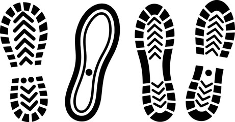 Black and White Footprint Icons: Soles and Treads