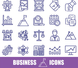 Business Icons: Strategy, Finance, Time Management, Marketing, and Success