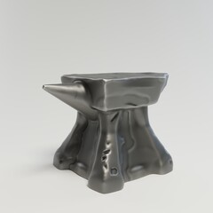 Metallic Anvil Stool - 3D Rendered Sculptural Furniture