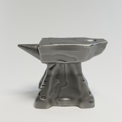 Metallic Anvil Stool - 3D Rendered Sculptural Furniture