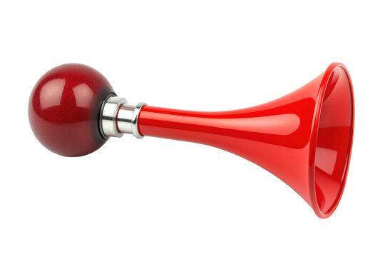 Red bicycle horn isolated on transparent background, a classic and fun accessory