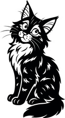 Majestic Maine coon cat silhouette with head