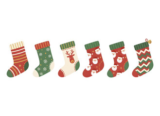 Flat Christmas Socks Icon Collection