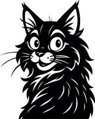 Silhouette of Maine Coon head with textured fur 