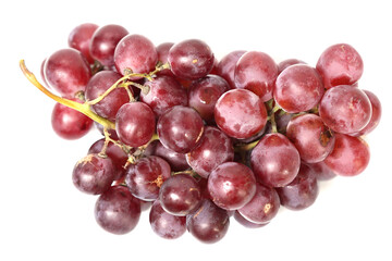 Closeup of Juicy Purple Grapes on White Background.