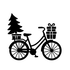Bicycle with Christmas Tree and Gifts, Festive Bicycle Decoration