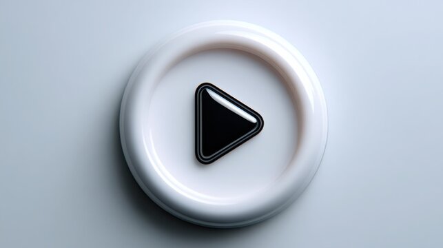 White button featuring black arrow symbol indicating action for autoplay functionality in digital media applications