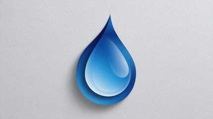 Fototapeta premium Refreshing blue water drop icon on a simple background for digital stickers and interactive design elements