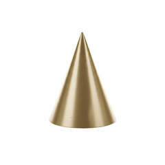 Golden Metallic Cone Hat on Transparent Background