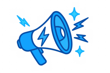Megaphone icon broadcasting sound, making announcement for marketing and promotion on transparent background