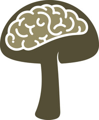  mushroom brain illustration, a unique fusion of nature and intellect, representing the power of thought, growth, and the interconnectedness of life