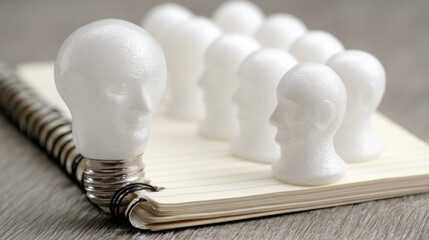 Book accompanied by pencil and small lightbulb symbolizing collaborative content creation and educational inspiration