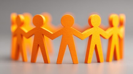 A group of orange paper people representing the community co-op model concept of membership and cooperative values