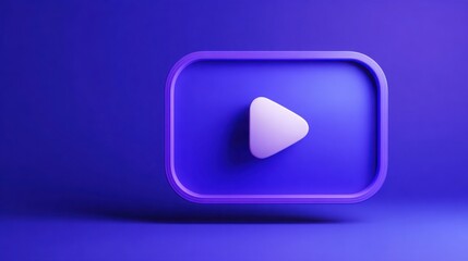 Striking purple square icon with white button illustrating contextual video advertisement concept and engagement