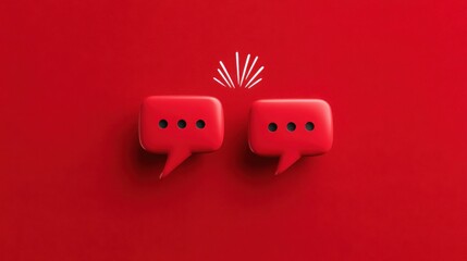 Two red speech bubbles illustrating conversational token pulse concept for dynamic user interaction and engagement