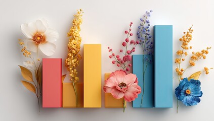 Colorful bar graph with floral accents
