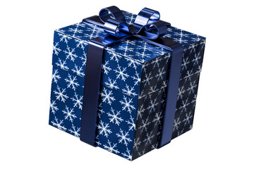 3d snowflake gift box icon. holiday gifting concept. Minimal cartoon present giftbox xmas winter for holiday sale banner. isolated on white background. 3d render.