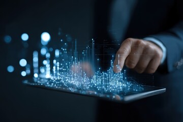 Interactive Data Analysis Visualization on Tablet Digital Innovation Analytics Application Digital Strategy Financial Technology Business Intelligence Decision Making Dashboard