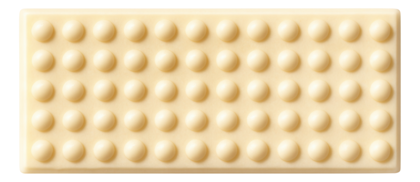 Milk chocolate bar with cookie dough inclusions, in a whimsical, colorful wrapper.