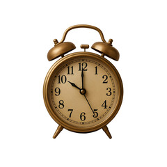 Golden Vintage Alarm Clock on Black Background