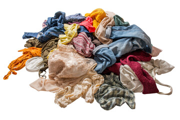 pile of used clothes on a light background. Second hand for recycling